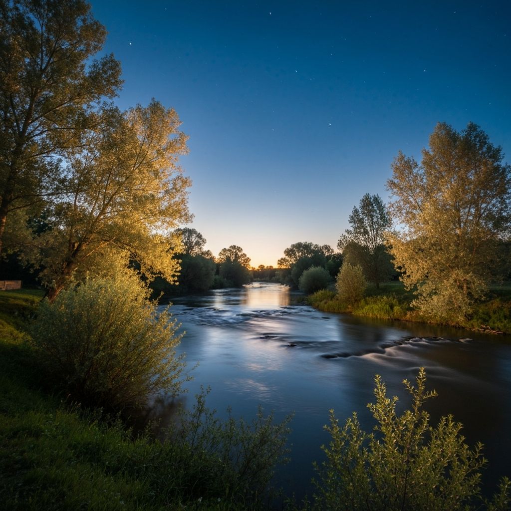 Serene nighttime nature scene